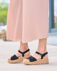 Solstice Buckle Sandal - Black Suede
