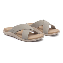 Laguna Slide - Beige Leather