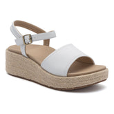 Solstice Buckle Sandal - White Leather