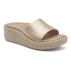 Solstice Slide - Light Gold Leather