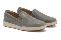 Encore Slip On Grey Metallic Leather | Women ABEO Footwear Sneakers