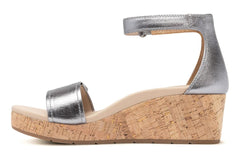 Riviera Ankle Sandal Pewter Metallic Leather | Women ABEO Footwear Sandals