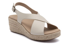 Riviera Cross Off White Leather | Women ABEO Footwear Sandals