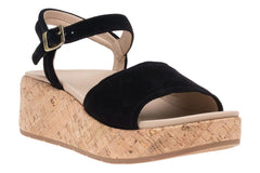 Solstice Buckle Sandal Black Suede | Women ABEO Footwear Sandals