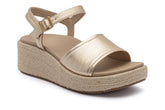 Solstice Buckle Sandal Light Gold Leather | Women ABEO Footwear Sandals