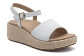 Solstice Buckle Sandal White Leather | Women ABEO Footwear Sandals