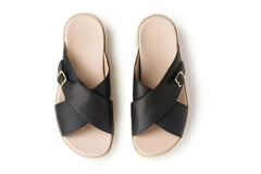 Solstice Cross Slide Black | Women ABEO Footwear Sandals