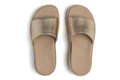 Solstice Slide Light Gold Leather | Women ABEO Footwear Sandals