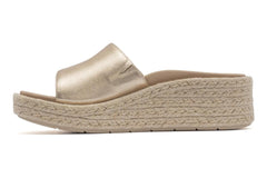 Solstice Slide Light Gold Leather | Women ABEO Footwear Sandals
