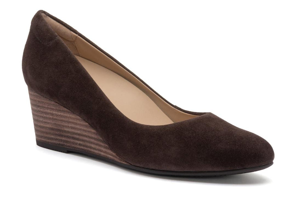 Veranda Stacked Dark Brown Suede | Women ABEO Footwear Dress