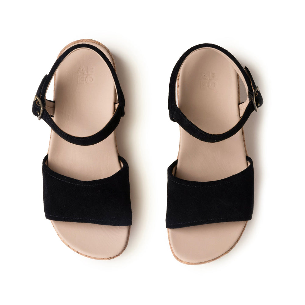 Solstice Buckle Sandal - Black Suede