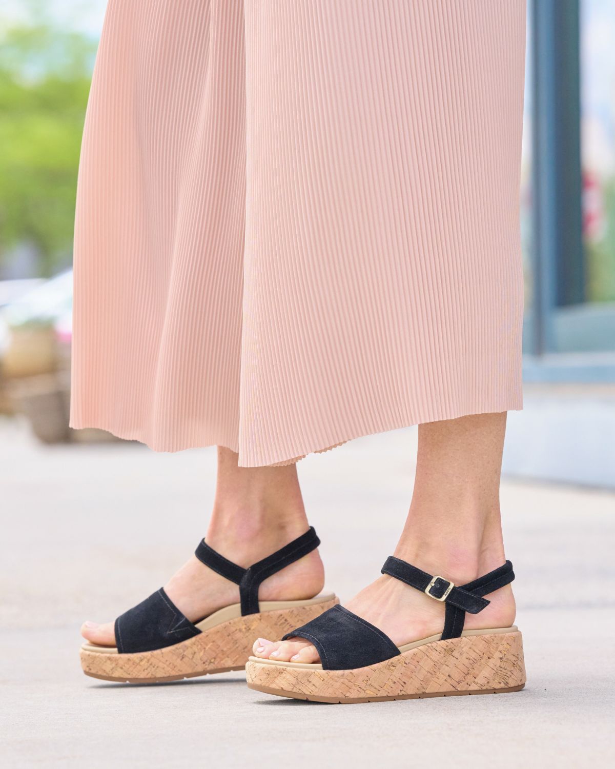 Solstice Buckle Sandal - Black Suede