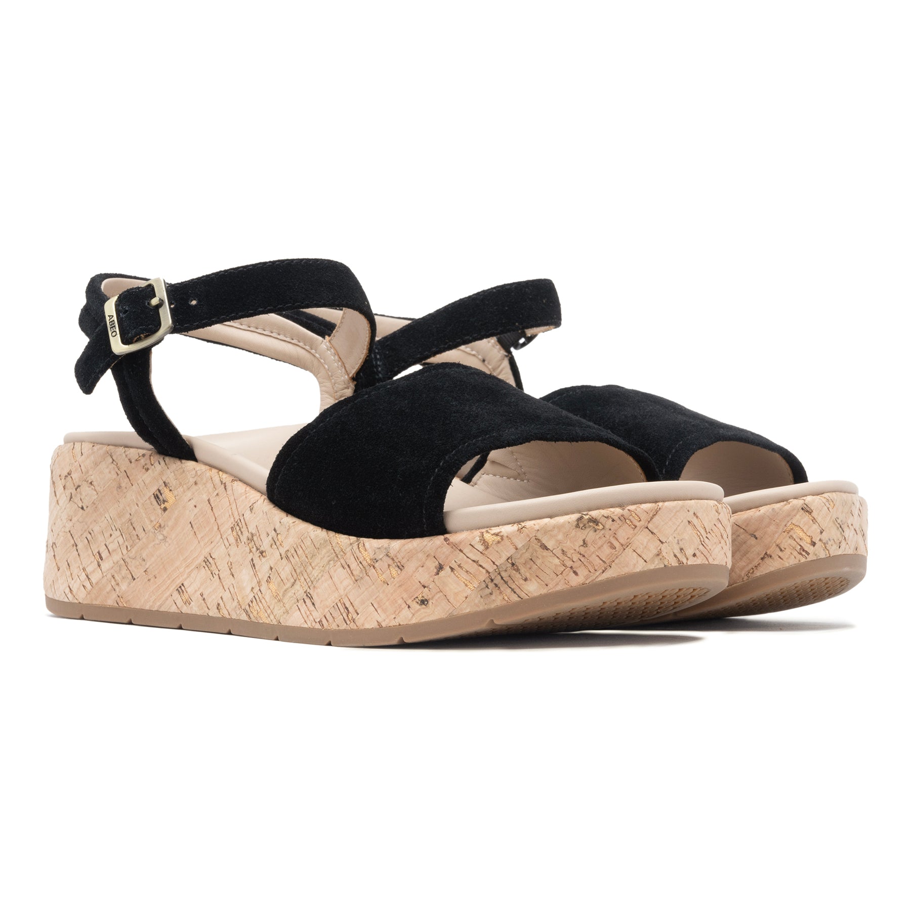 Solstice Buckle Sandal - Black Suede