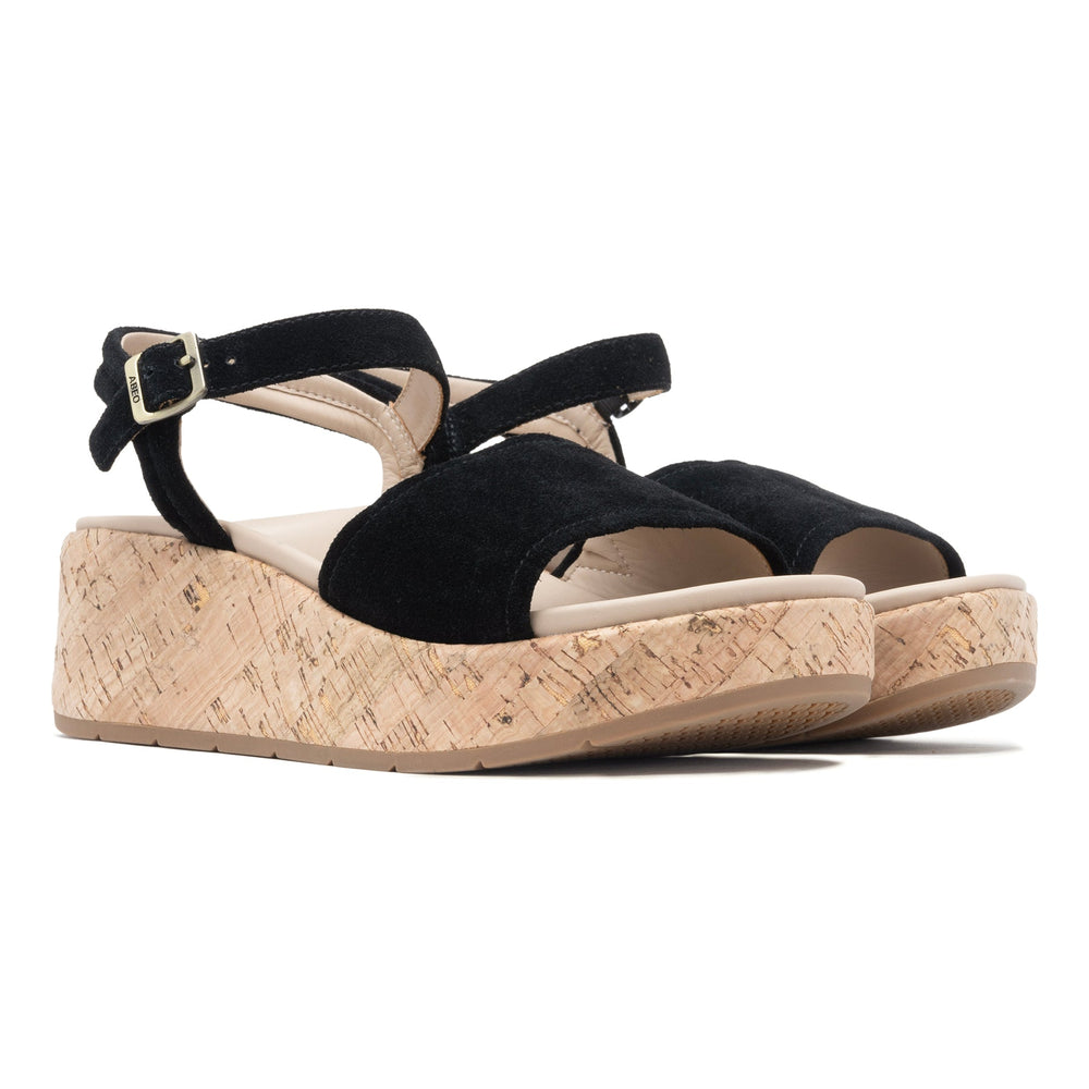 Solstice Buckle Sandal - Black Suede