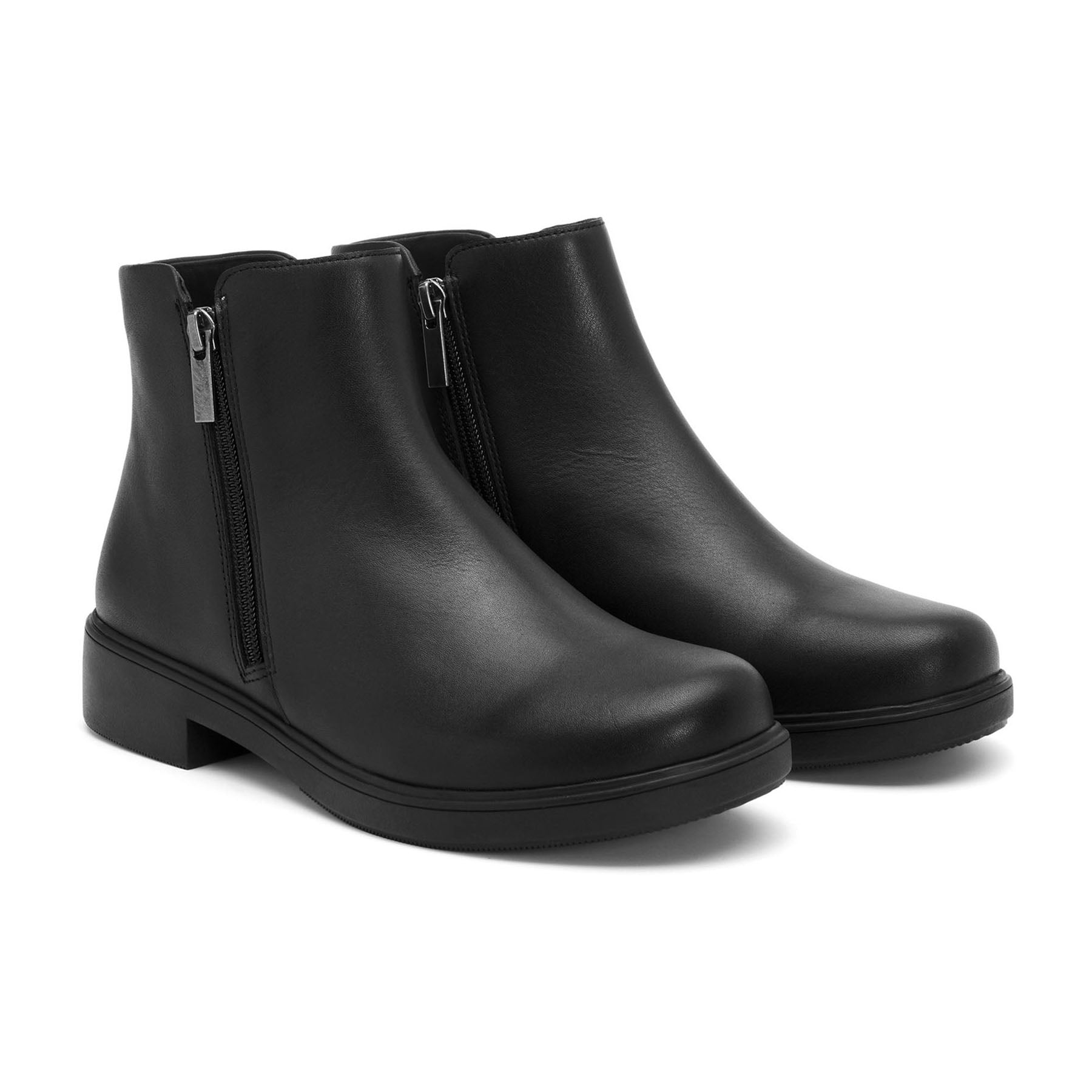 Compass Zip - Black Leather