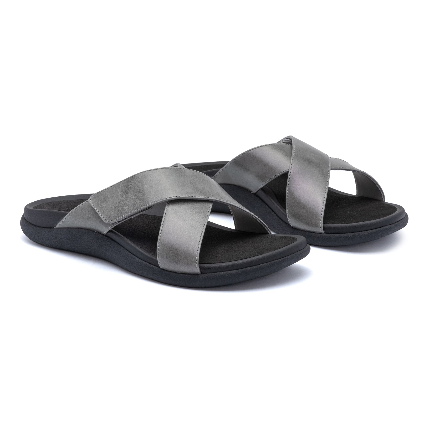 Laguna Slide - Silver Leather