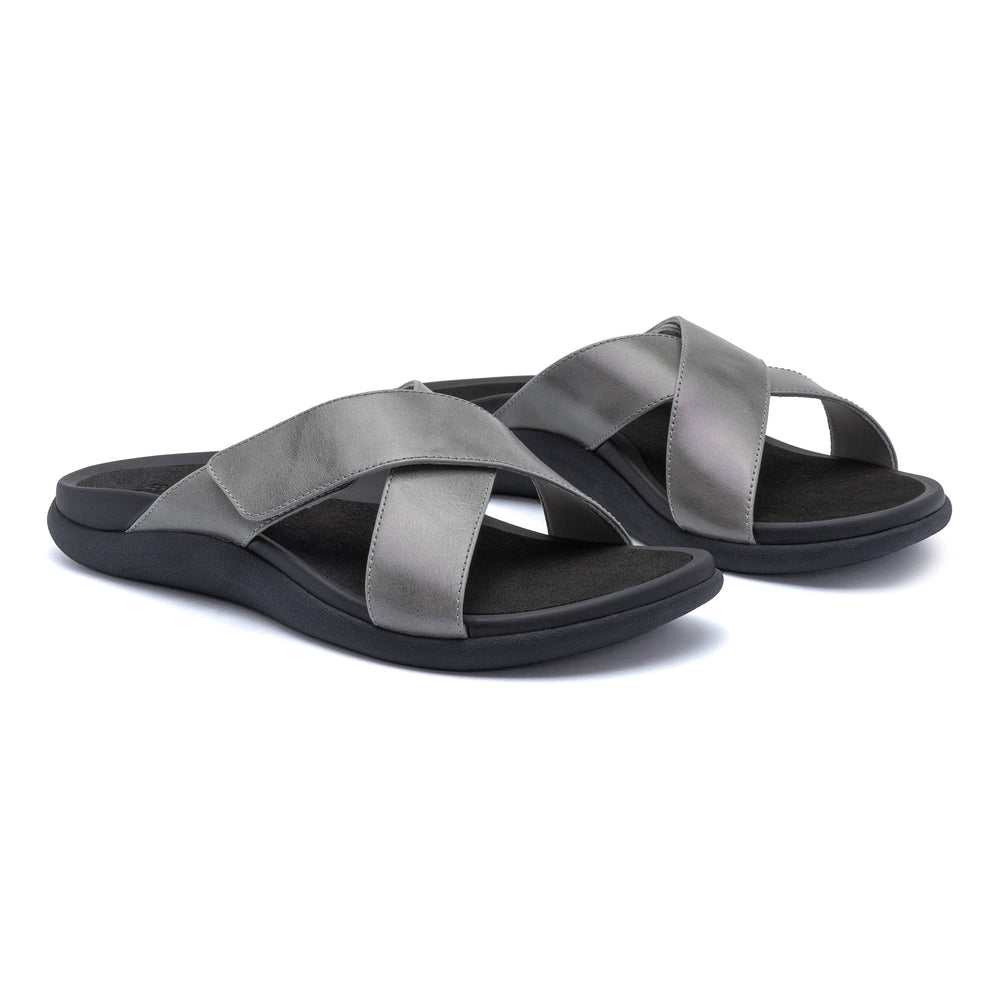Laguna Slide - Silver Leather