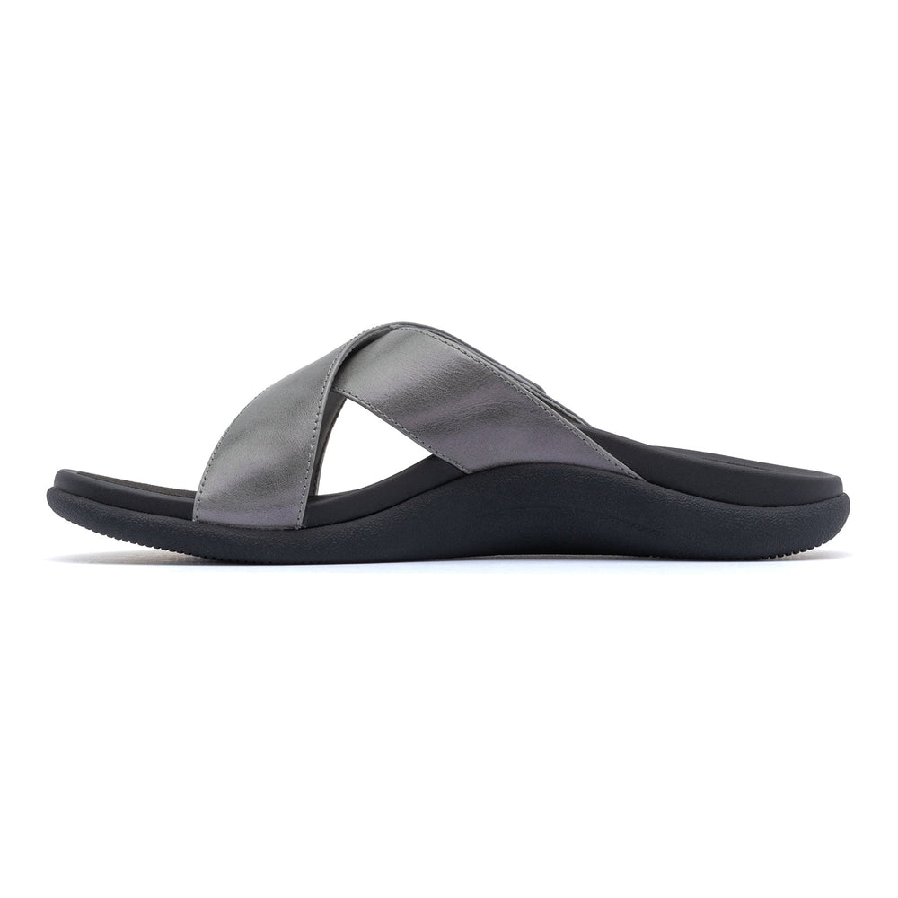 Laguna Slide - Silver Leather