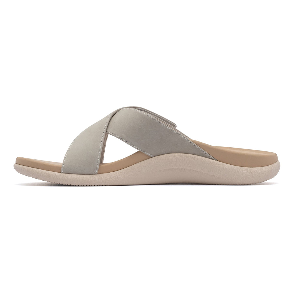 Laguna Slide - Beige Leather