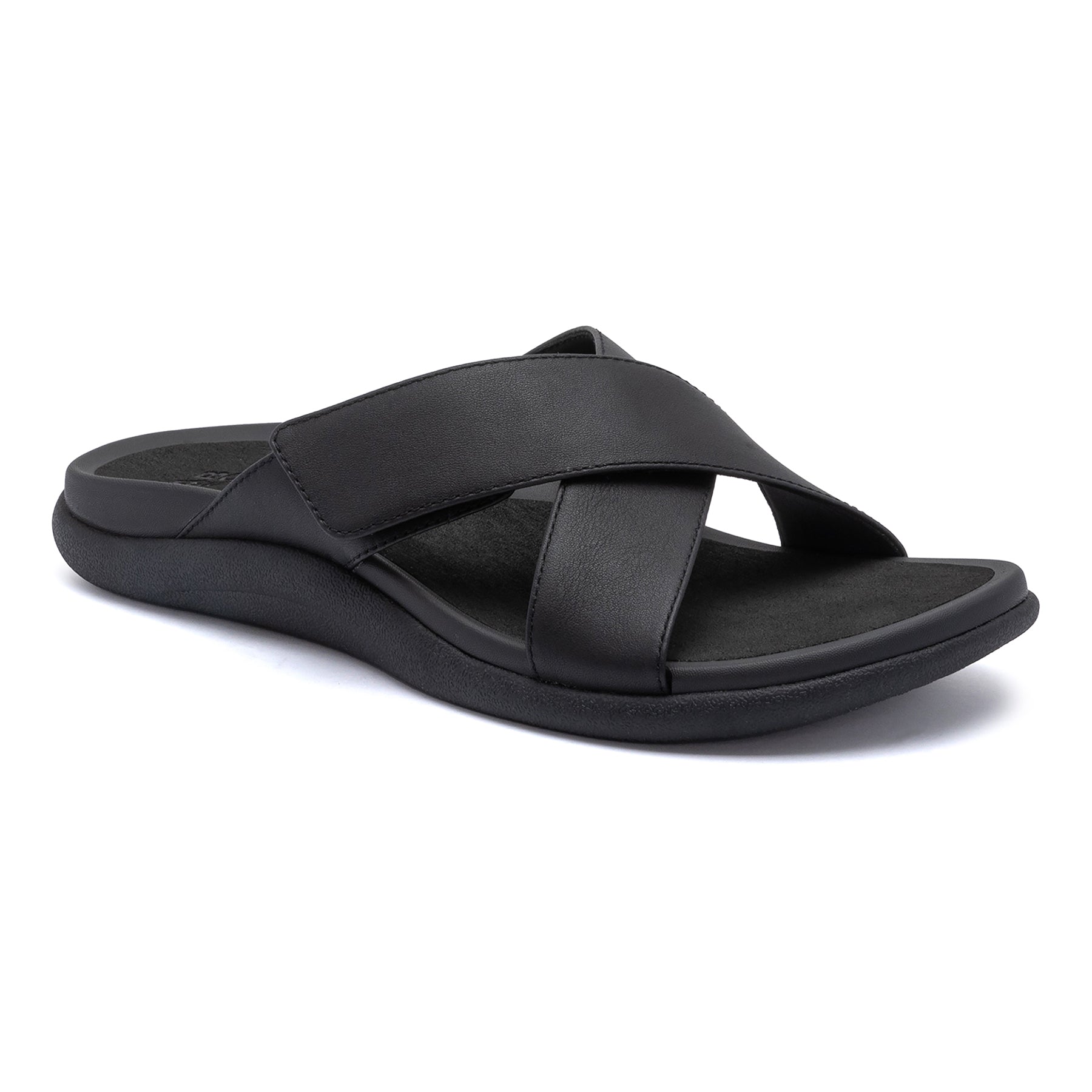 Laguna Slide - Black Leather