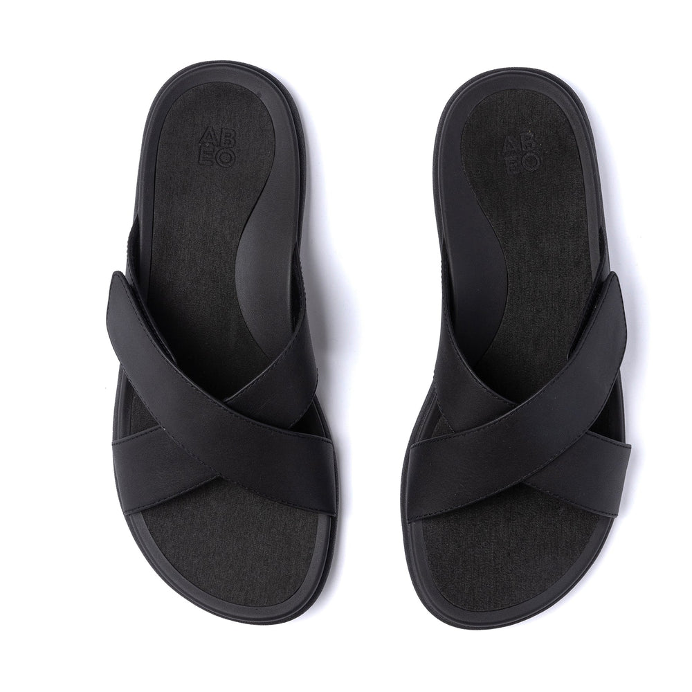 Laguna Slide - Black Leather