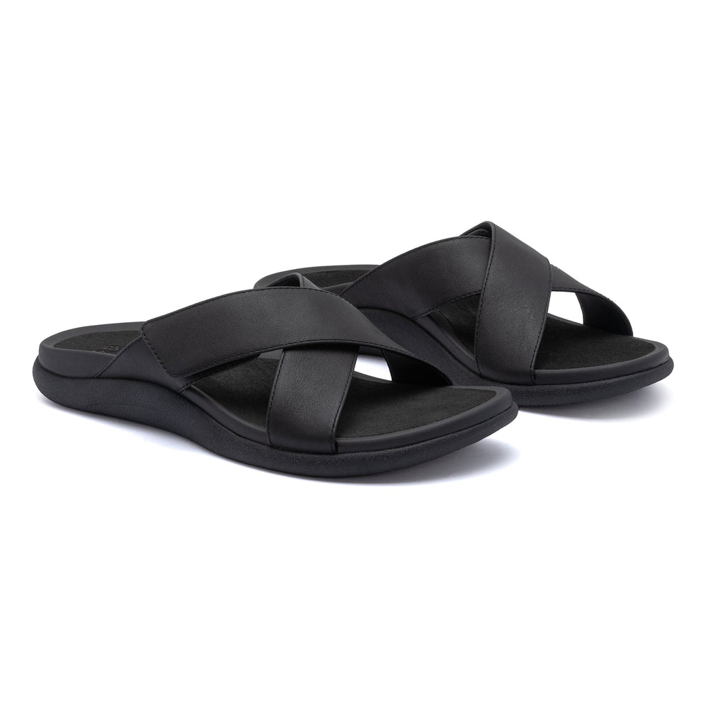Laguna Slide Metatarsal - Black Leather