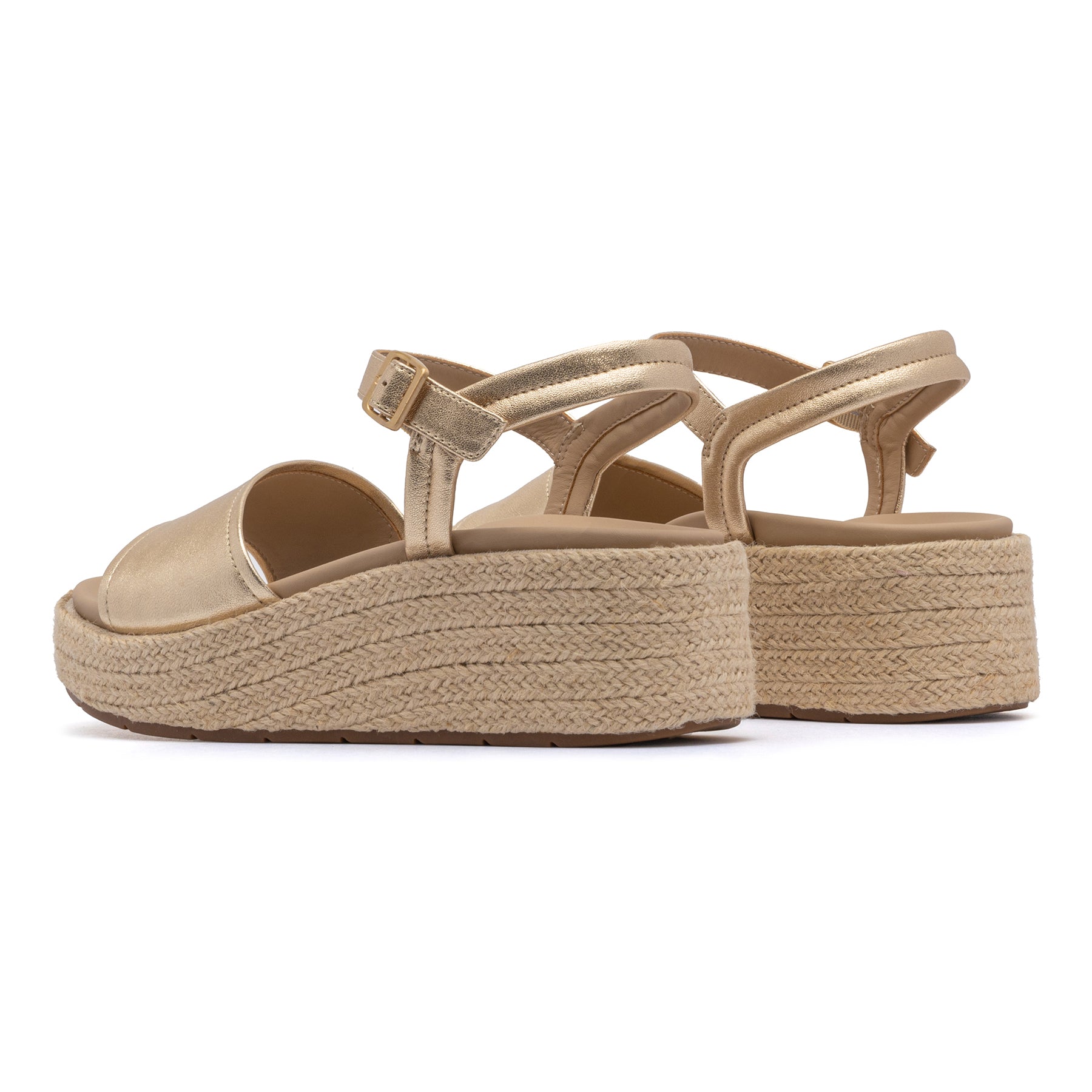 Solstice Buckle Sandal - Light Gold Leather