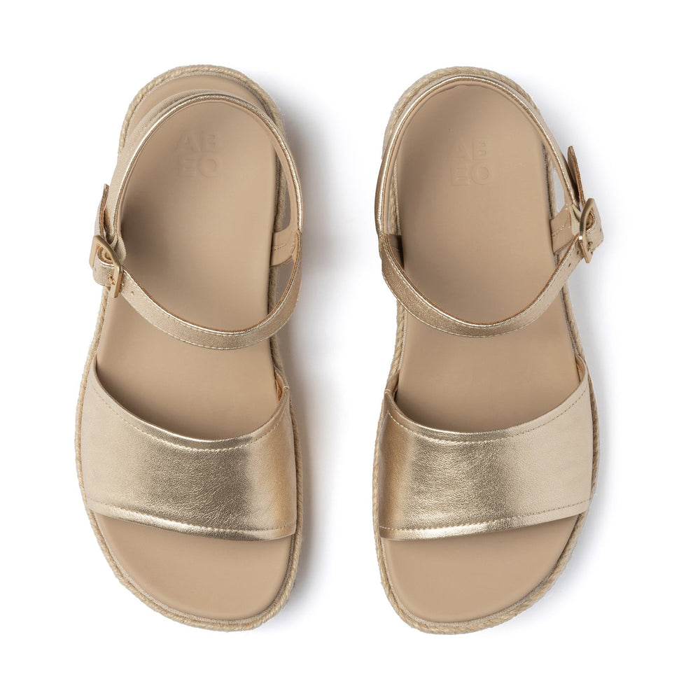Solstice Buckle Sandal Metatarsal - Light Gold Leather