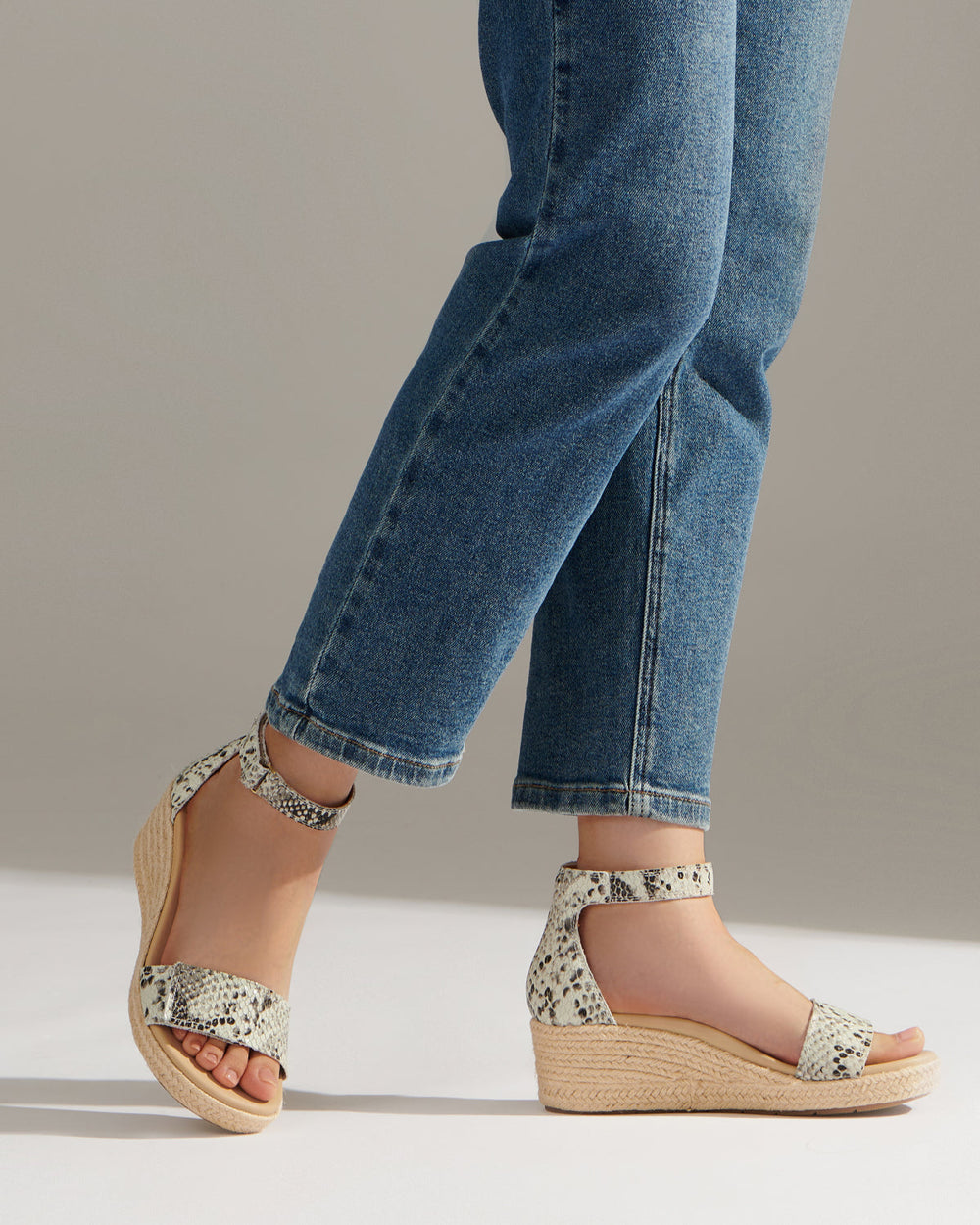 Riviera Ankle Sandal - Snake Print Leather