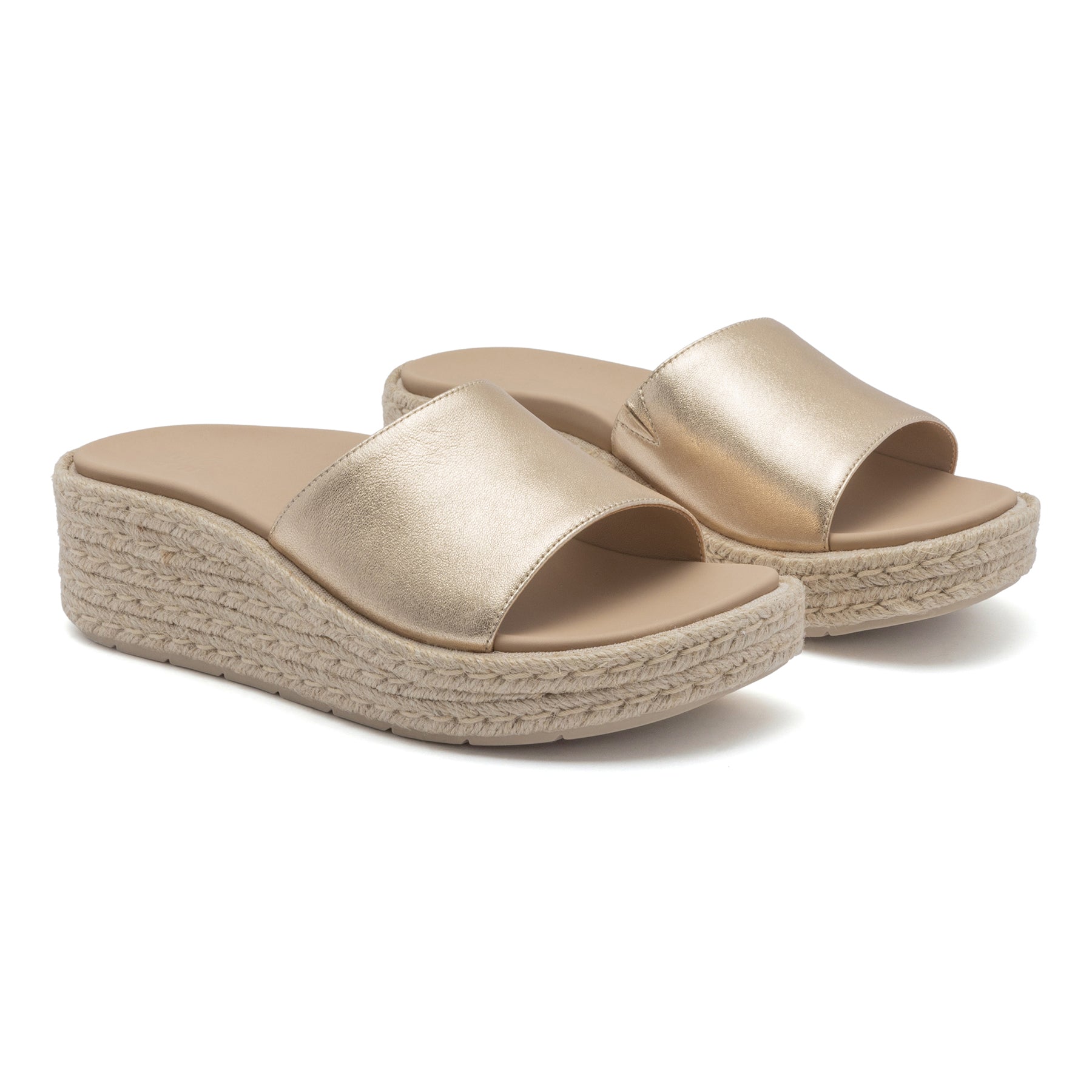 Solstice Slide - Light Gold Leather