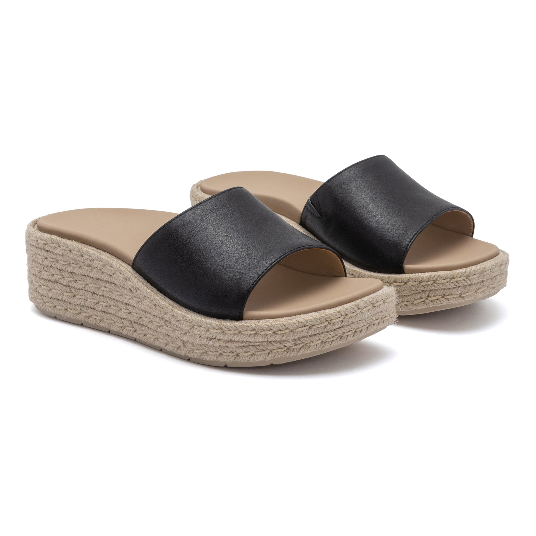 Solstice Slide - Black Leather