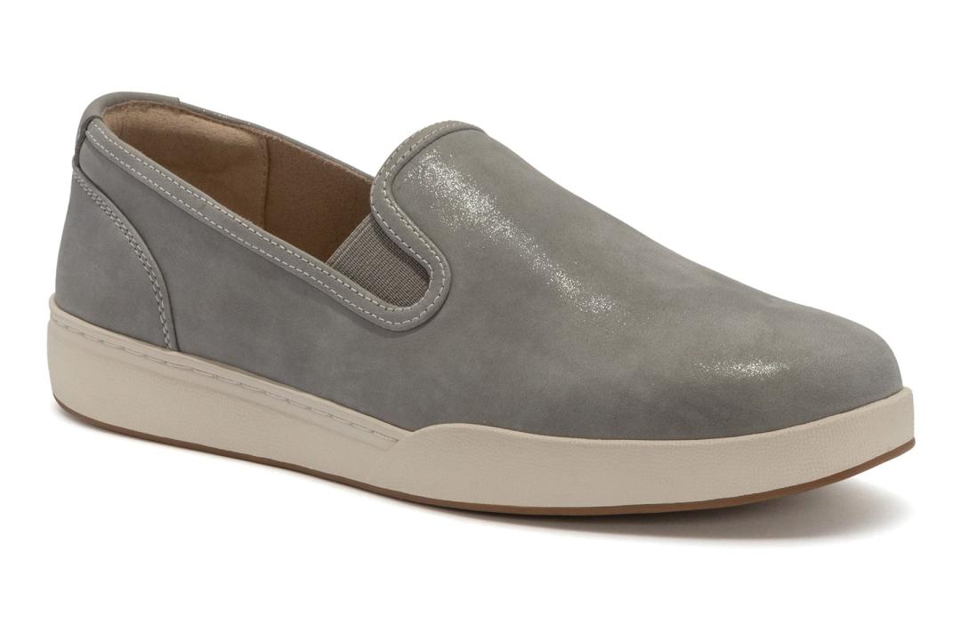 Encore Slip On Grey Metallic Leather | Women ABEO Footwear Sneakers