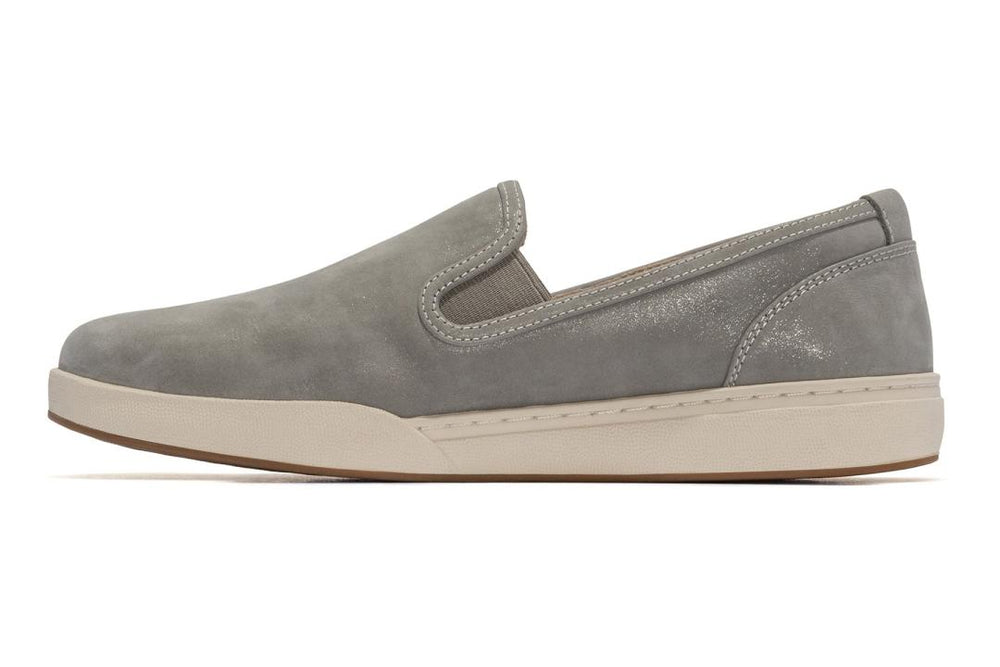 Encore Slip On Grey Metallic Leather | Women ABEO Footwear Sneakers