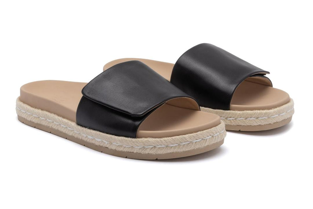 Isle Slide Black Leather | Women ABEO Footwear Sandals