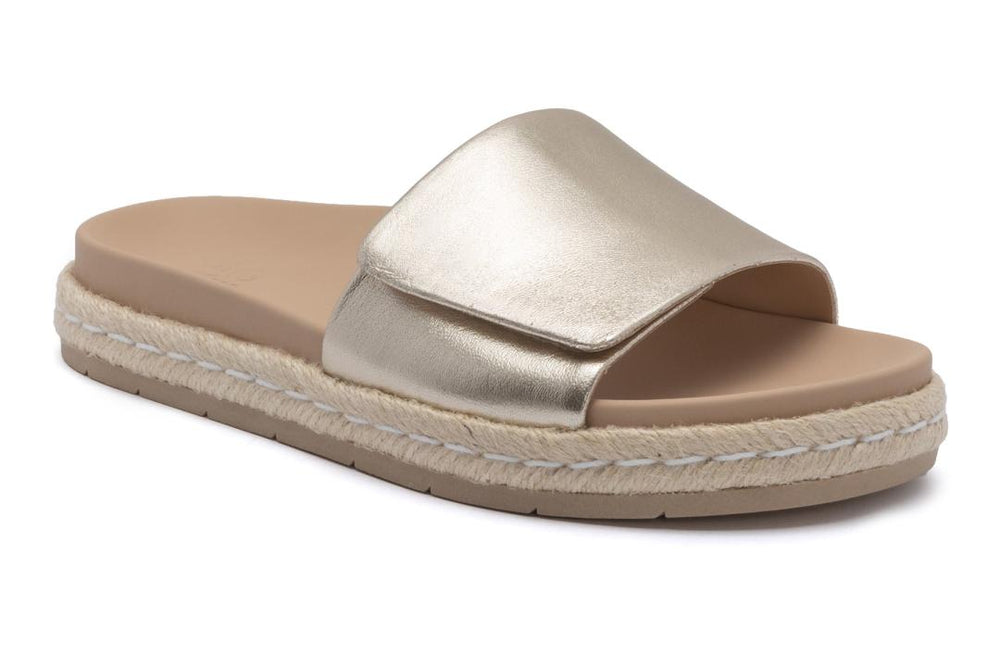 Isle Slide Light Gold Leather | Women ABEO Footwear Sandals