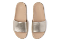 Isle Slide Light Gold Leather | Women ABEO Footwear Sandals