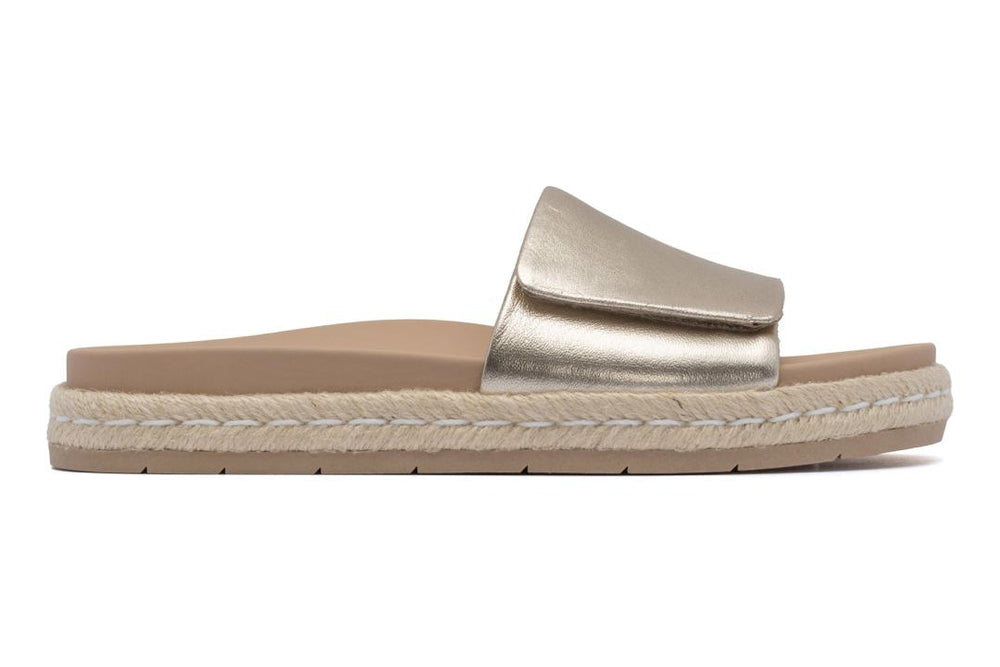Isle Slide Light Gold Leather | Women ABEO Footwear Sandals