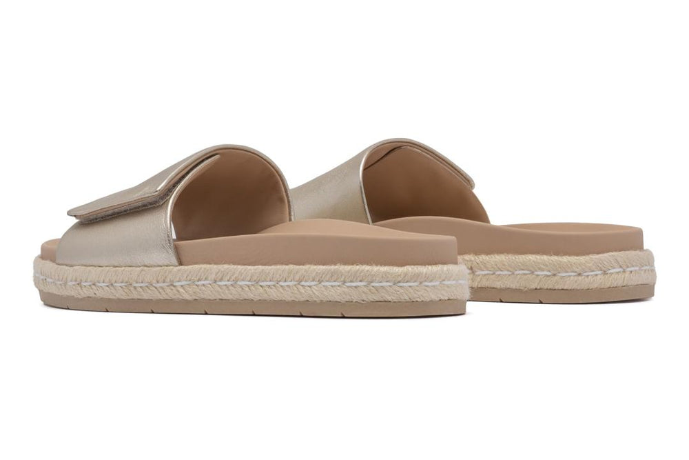 Isle Slide Light Gold Leather | Women ABEO Footwear Sandals
