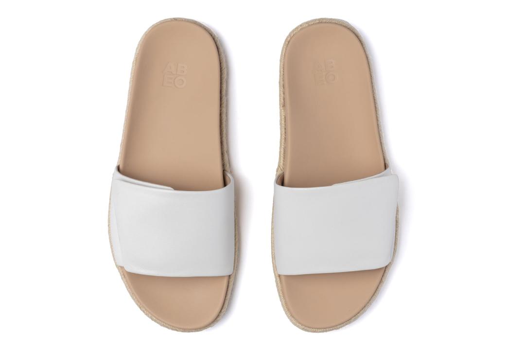 Isle Slide White Leather | Women ABEO Footwear Sandals