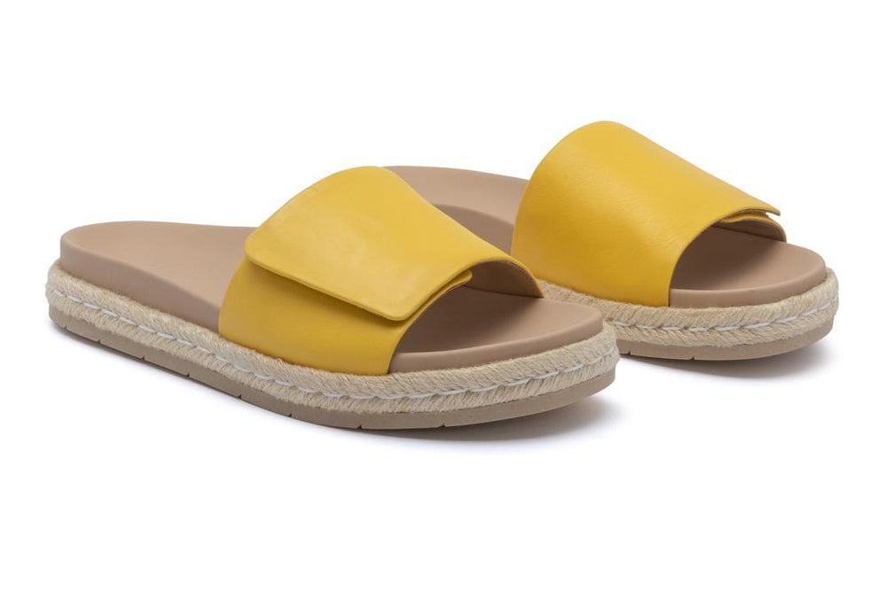 Isle Slide Yellow Leather | Women ABEO Footwear Sandals