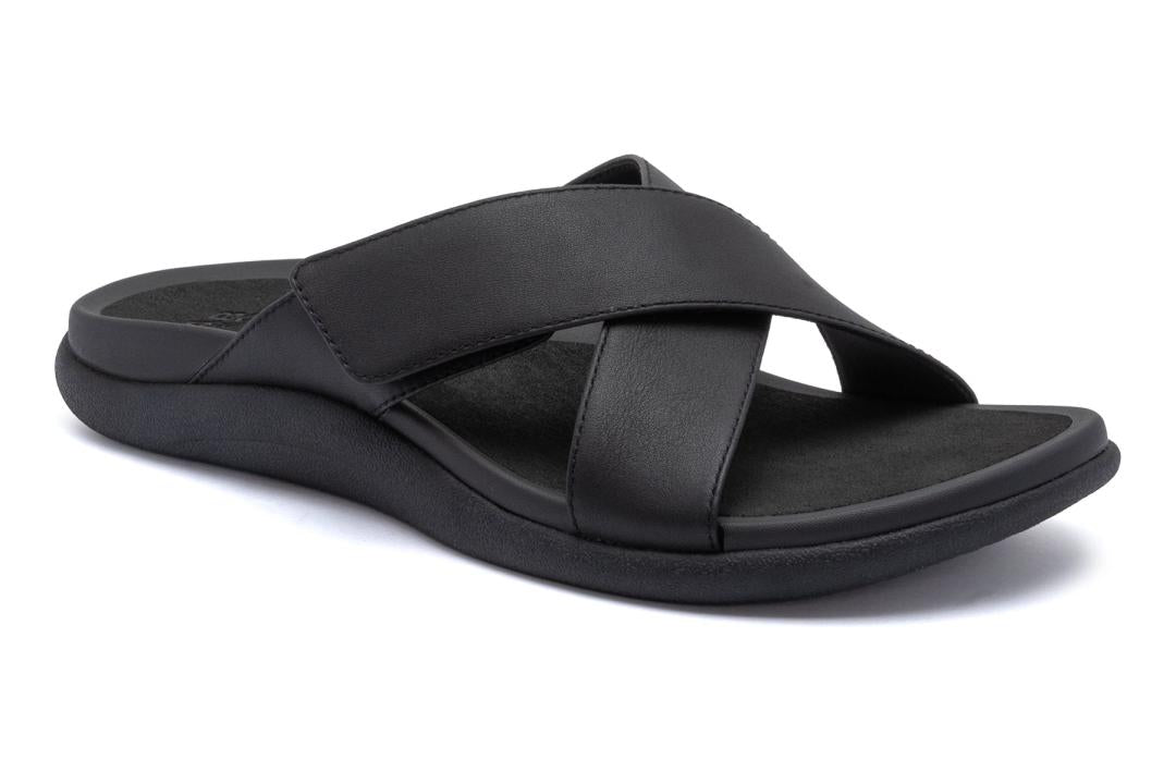 Laguna Slide Black Leather | Women ABEO Footwear Sandals