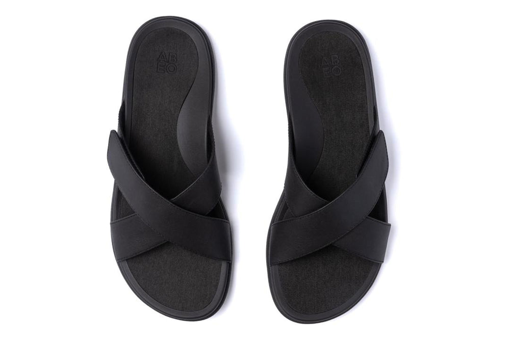 Laguna Slide Black Leather | Women ABEO Footwear Sandals