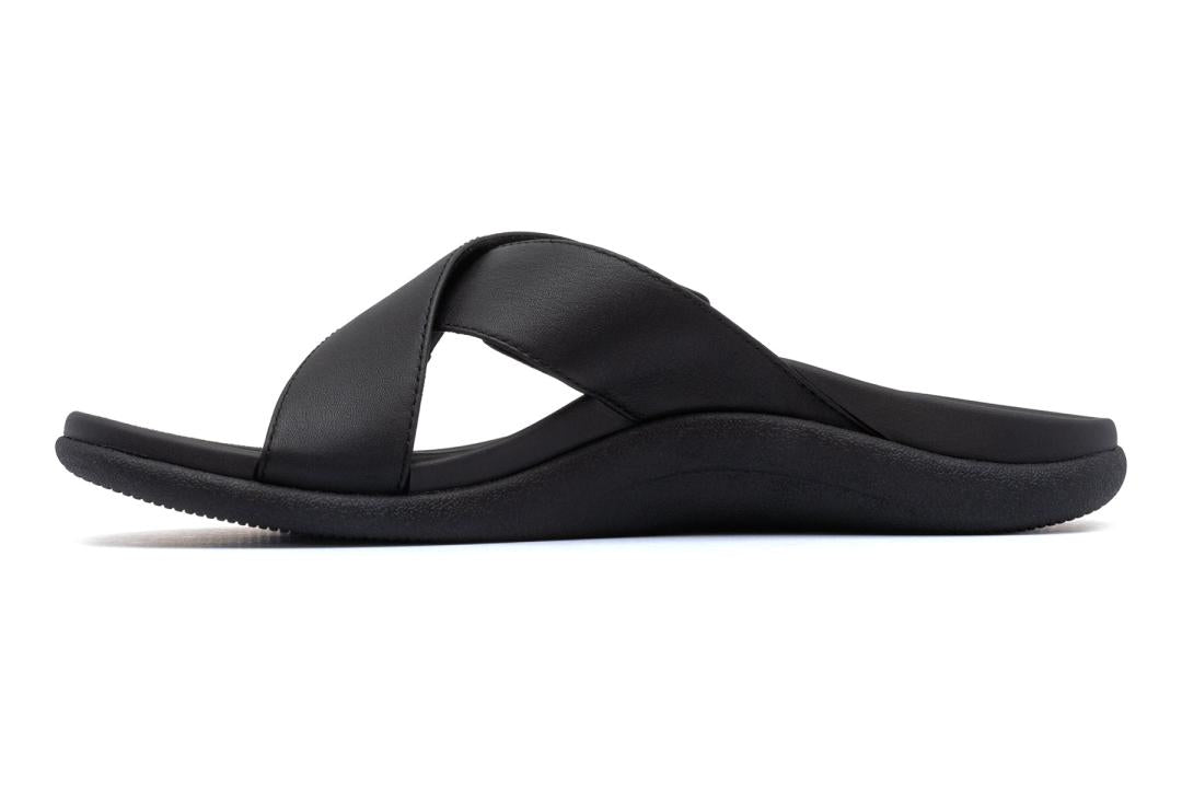 Laguna Slide Black Leather | Women ABEO Footwear Sandals