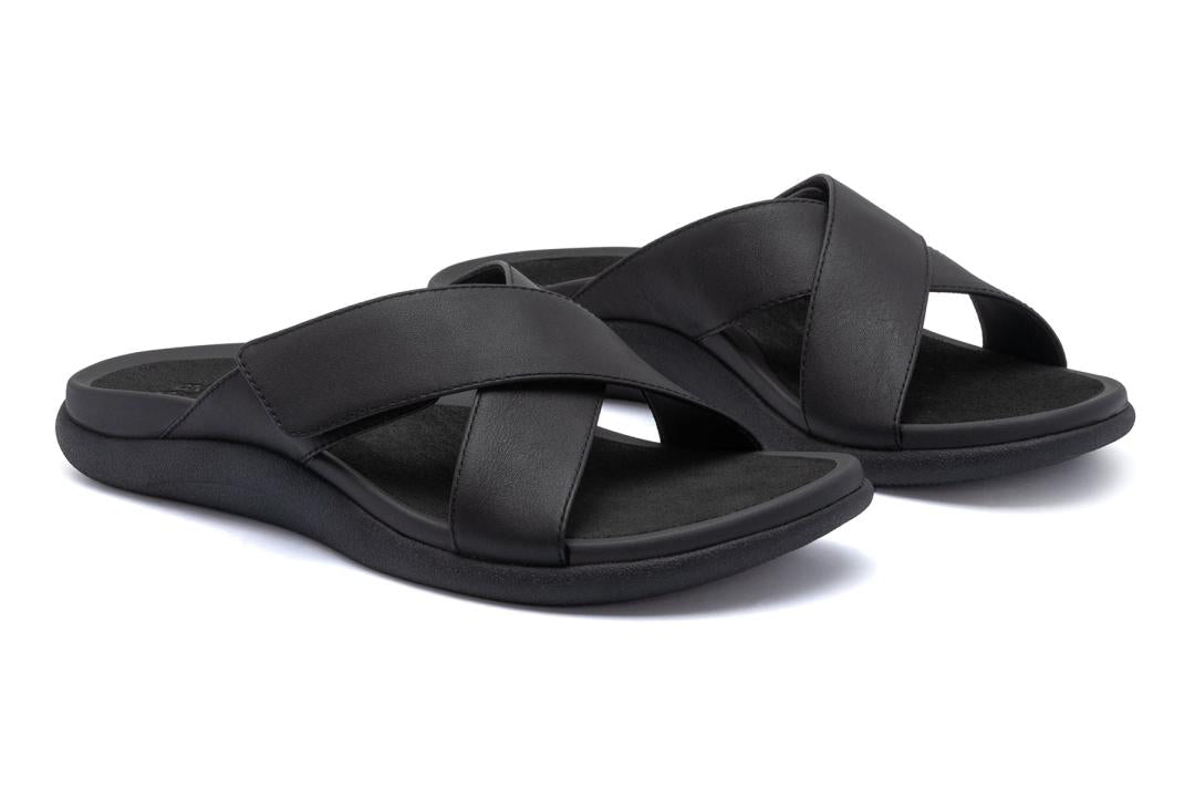 Laguna Slide Black Leather | Women ABEO Footwear Sandals