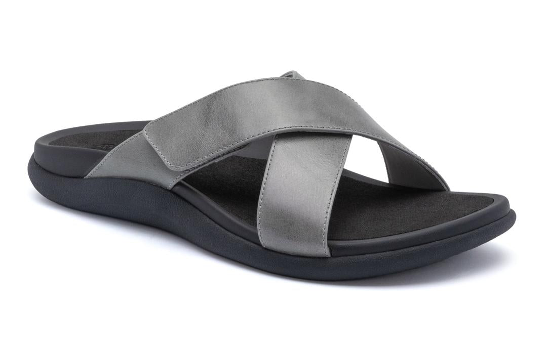 Laguna Slide Silver Leather | Women ABEO Footwear Sandals