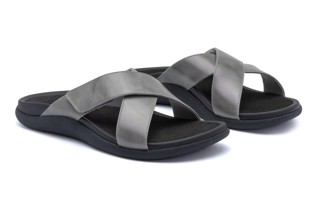 Laguna Slide Silver Leather | Women ABEO Footwear Sandals
