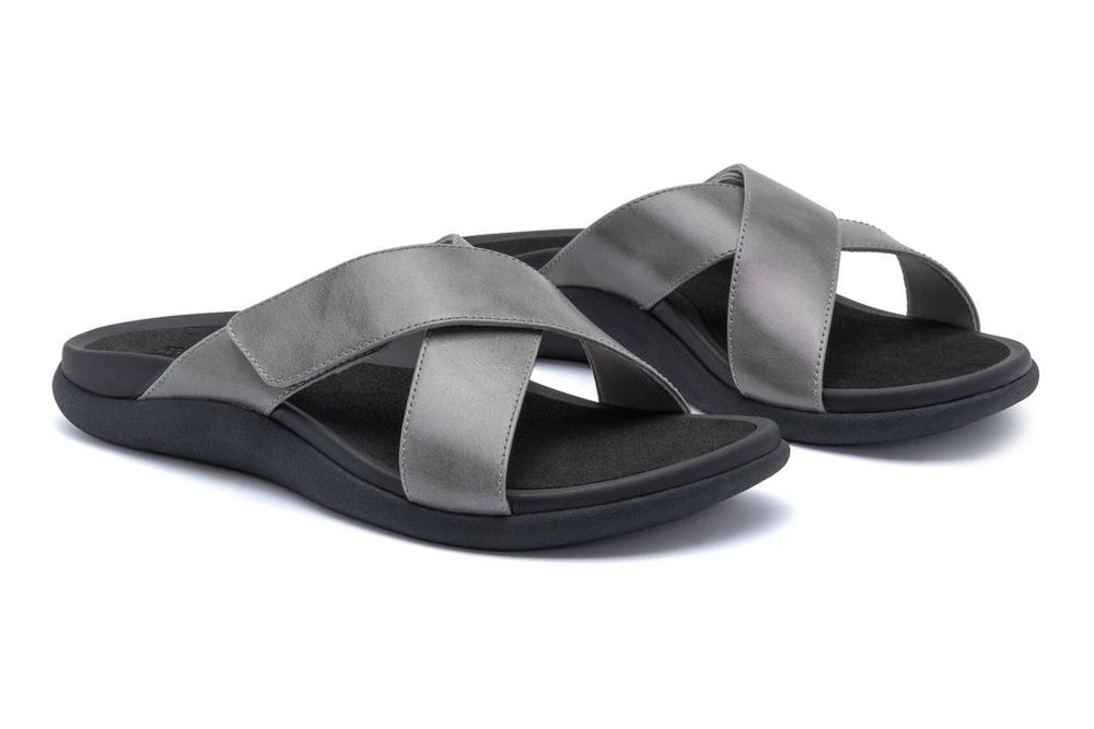 Laguna Slide Silver Leather | Women ABEO Footwear Sandals