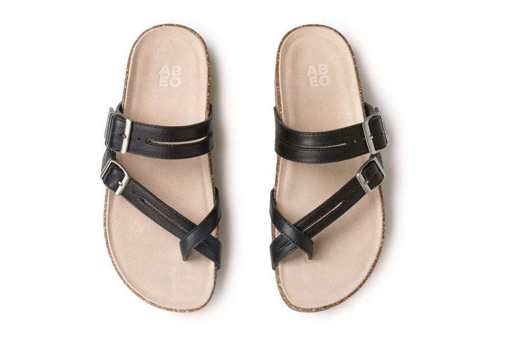 Lanai Thong Sandal Black Nubuck | Women ABEO Footwear Sandals