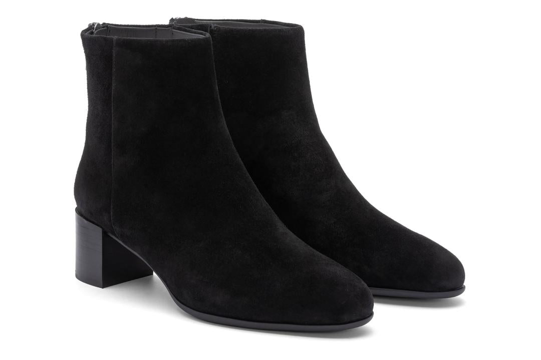 Plaza Back Zip Black Suede | Women ABEO Footwear Boots