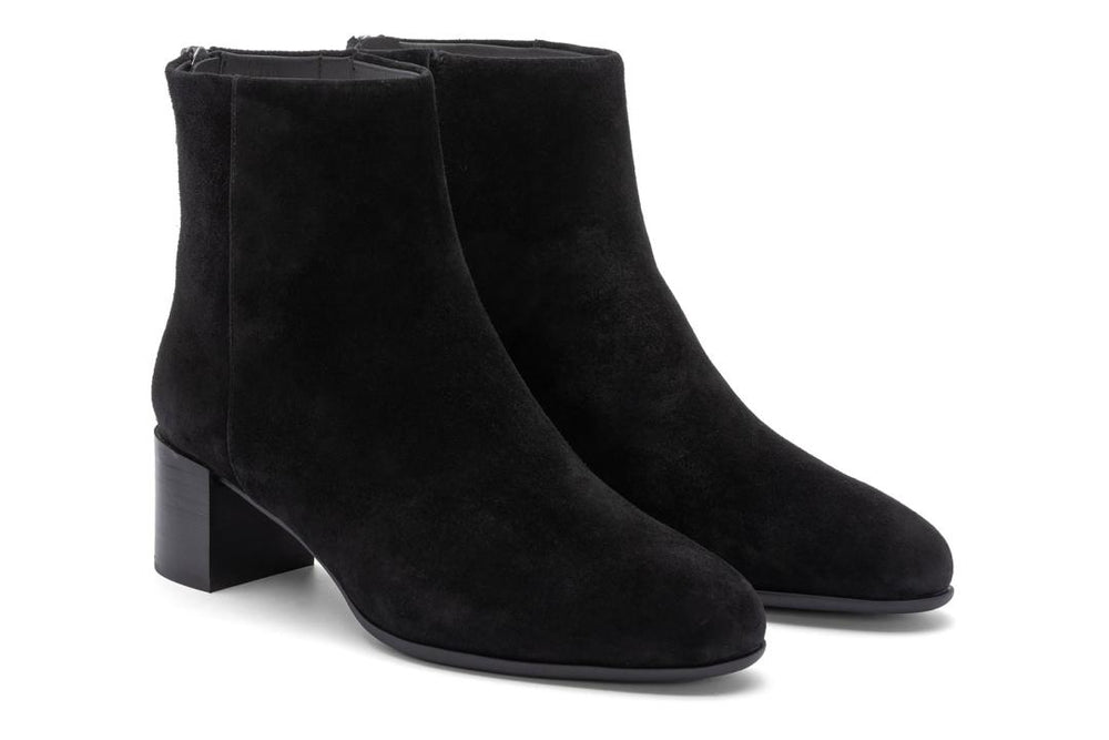 Plaza Back Zip Black Suede | Women ABEO Footwear Boots